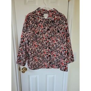 CJ Banks Stretch Jacket Size 3X Multicolor Pockets Longsleeve Button Up